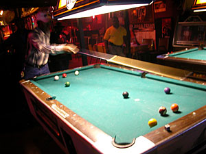 Playing pool at T.C.'s Lounge